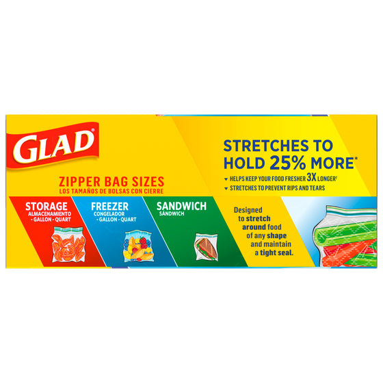 Glad Zipper Storage Bag Quart - 25 Per Count 